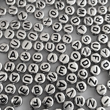 1000pcs Silver Letter Beads 4x7mm Acrylic Alphabet DIY Bracelet Craft
