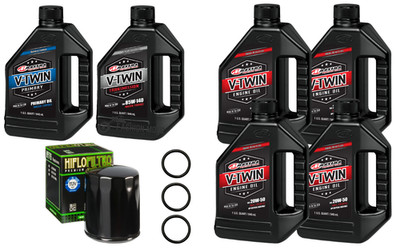 Maxima Synthetic 20W50 3 Hole Oil Change Kit Black Filter 99-17 Harley Twin Cam
