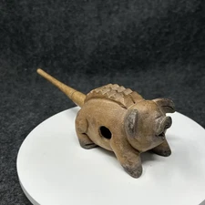 Nino Wood Pig Guiro Percussion Small Handheld Musical Instrument Carved Folk Art