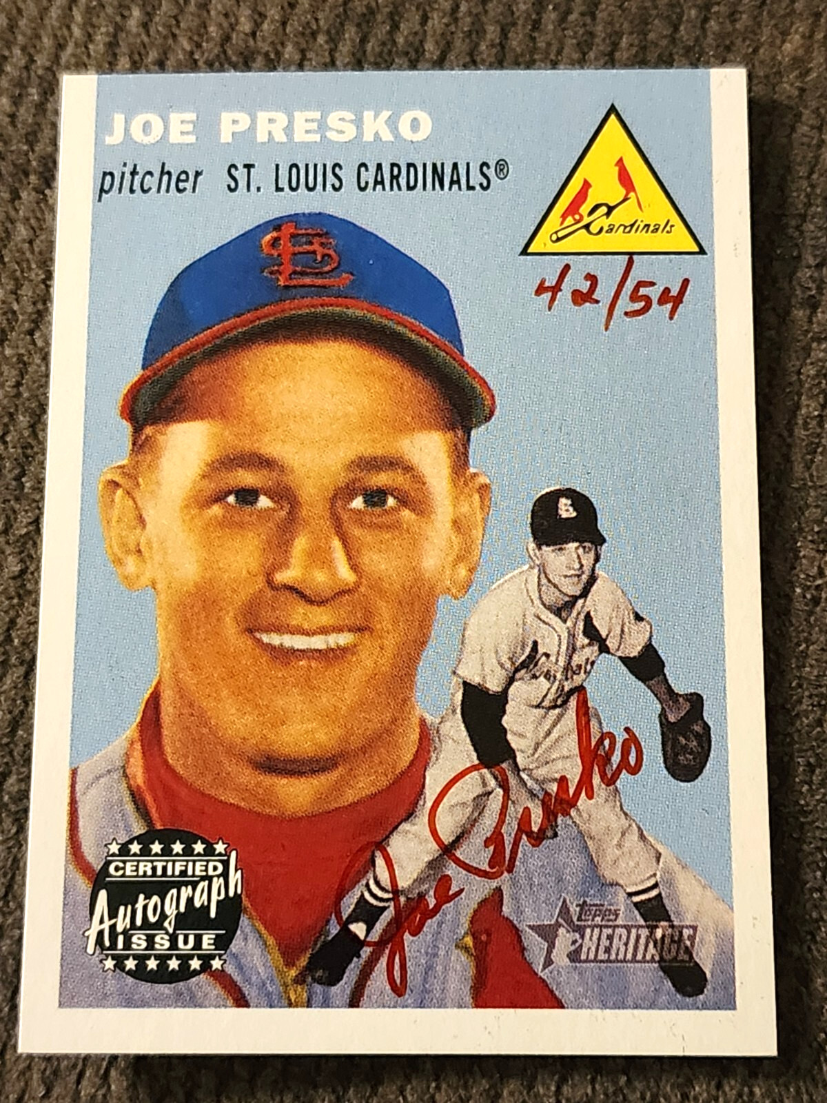2003 Joe Presko Topps Heritage Real One Autograph Red Ink Auto /54 Cardinals 👀