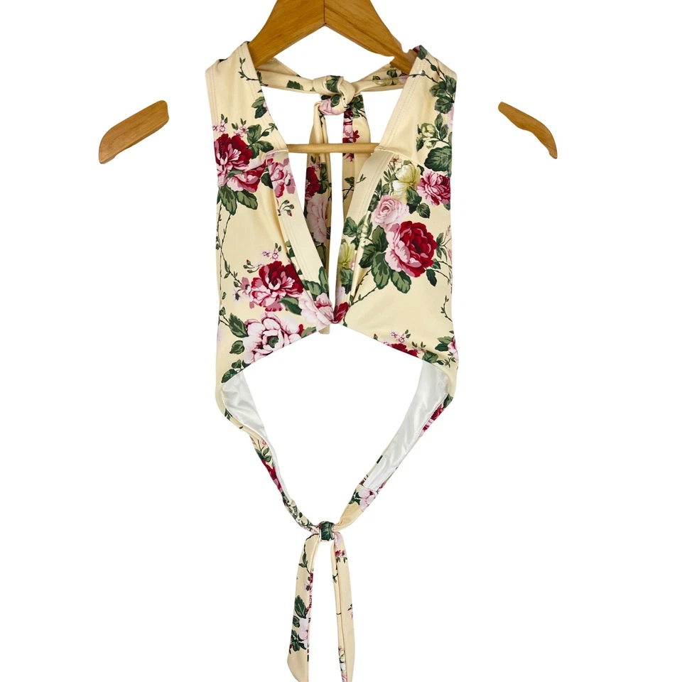Antonio Melani Floral Bikini Swimsuit Set Hipster Cross Halter Top Women's M - Image 3 of 4