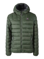 Norway Giubbotto piumino da uomo con cappuccio e zip - militare Taglia XL