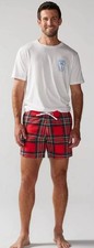 Chubbies Mens Red Plaid Flannel Fleece Lounge Shorts Pull on Cozy Holiday Gym M