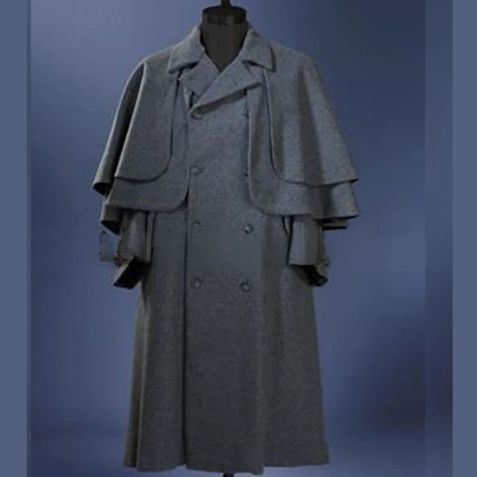 New Gray Wool Caped Greatcoat About 1760 until 1830th Men's Double Layers Coat - Image 4 of 4