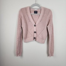 Abercrombie and Fitch cropped knit cardigan Women XS Mauve / Dusty Pink