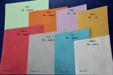 Euro Geldrollen Papier,Handrollpapier 1 Cent- 2 Euro NEU je 20 Blatt