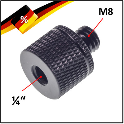 1 x Adapterschraube M8 auf 1/4'' zoll Gewindeadapter aus Aluminium