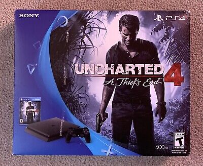 Sony PlayStation 4 PS4 Slim 500GB Uncharted 4 Bundle with 2 Controllers 