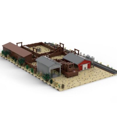 MOC-131286 Railroad Stock Yard Mini Railway Scene Model 9175 Pieces