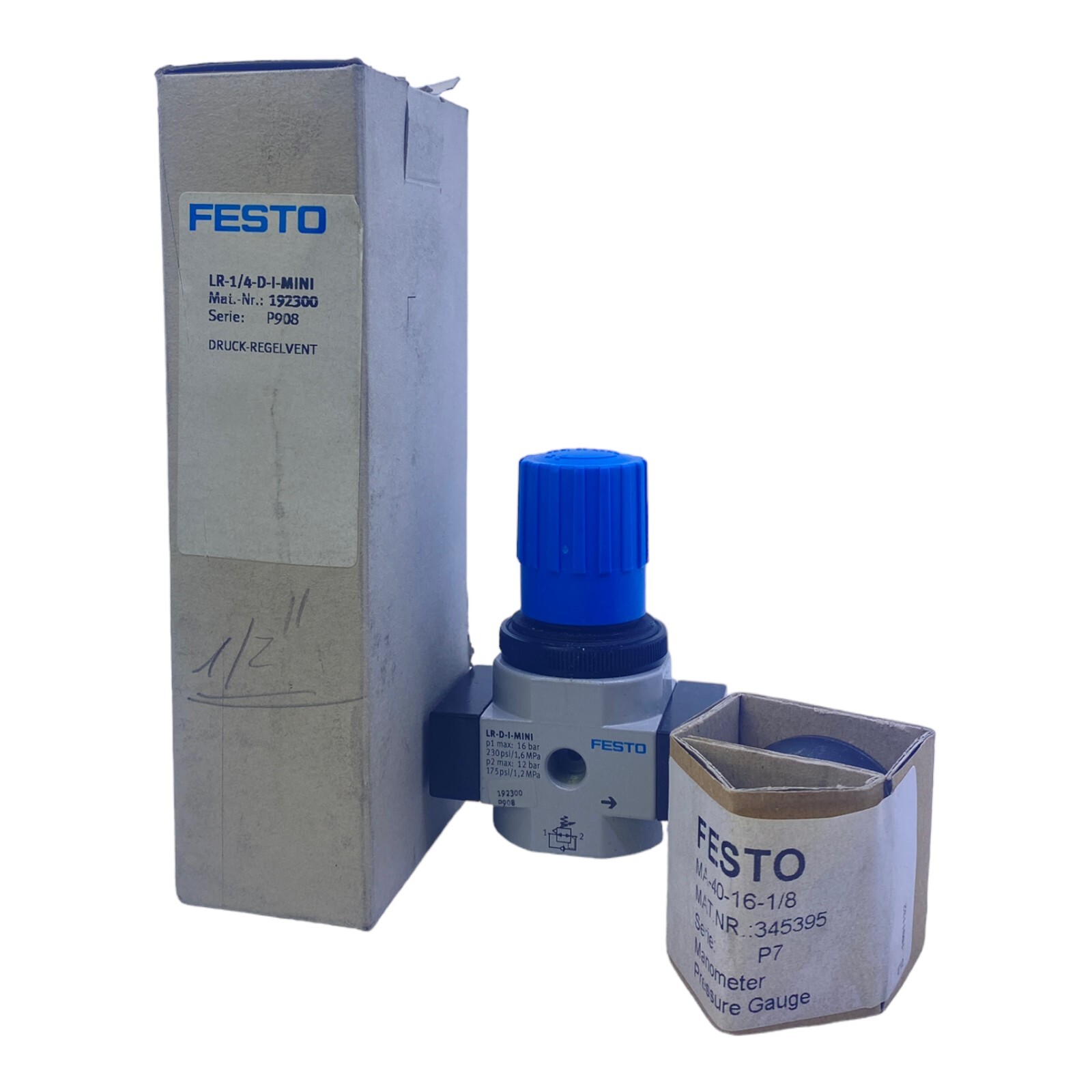 Festo LR-1/4-D-I-MINI 192300 Pressure Regulation Valve Pneumatic With Manometer