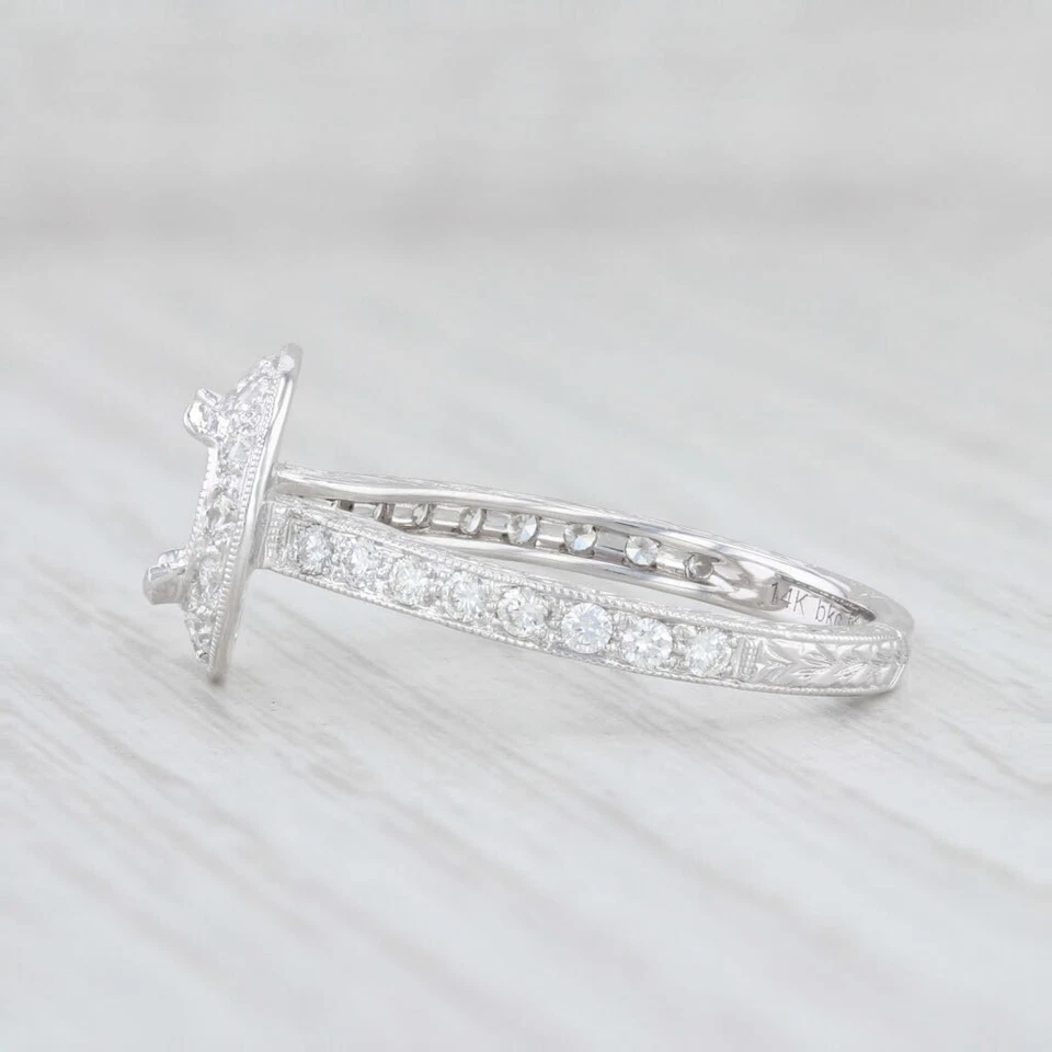 New Beverley K Diamond Semi Mount Halo Engagement Ring 14k Gold Size 6.75 - Image 3 of 4