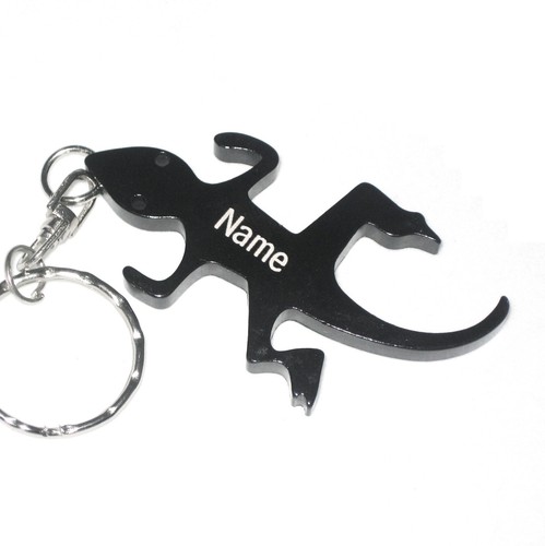 Custom Engraved Personalized LIZARD Key Chain Bottle Opener - BLACK - Key Ring - Picture 4 of 4