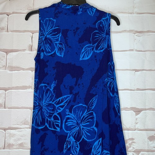 VESTIDO HAWAIANO TALLA S FLORAL LARGO ORILLAS DEL DESIERTO SIN MANGAS AZUL FLOR RAYÓN MUJER - Imagen 9 de 14