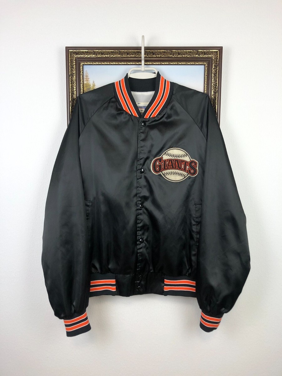 Vintage 80's San Francisco Giants Chalkline Black Satin Bomber