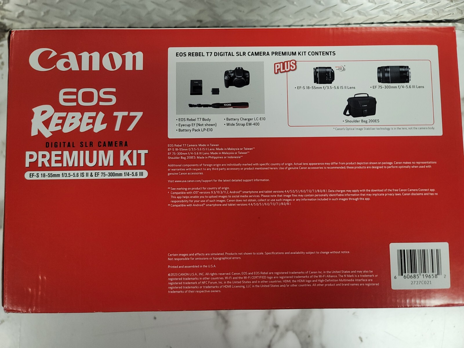 Canon EOS Rebel T7 2000D 24.1MP Camera Black Kit with 1855mm and
