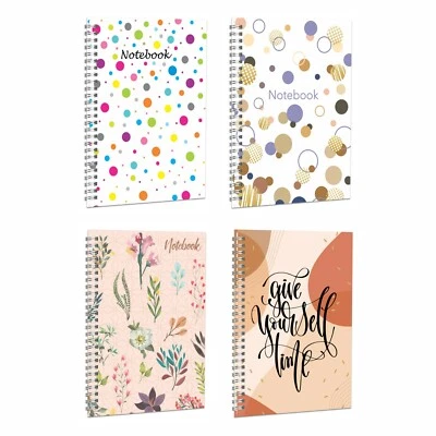 BMC LONDON A5 Notebook Spiral Bound Journal Hardback Cover Lined Paper with Design Pattern