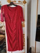 David Emmanuel Size 12 Red  Dress  Lace Sequined Top  Perfect Special Occasion !
