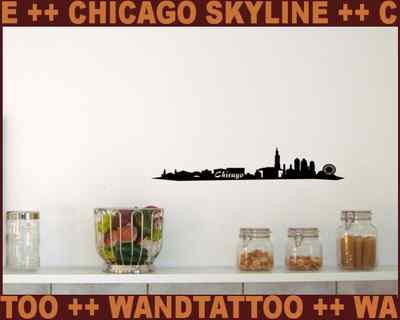 Samunshi Wandtattoo Chicago Skyline Wandaufkleber   30 x 6,1cm 