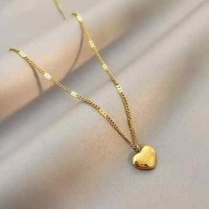 Authentic 18k Gold Plated Woman Heart Charm Love Chain Necklace