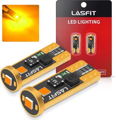 LASFIT 168 194 192 2825 T10 LED Side Marker Light Bulbs Amber Canbus Error Free
