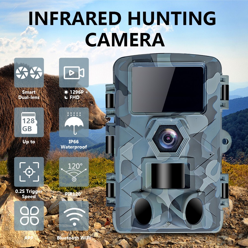 Wildlife Hunting Trail Camera Full HD 1080P Night Vision Motion Waterproof Cam