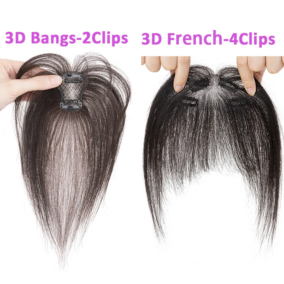 Clip in Pony Remy Echthaar Fransen Vordere Haarteil Haarverlängerung Luft Bangs - Bild 4 von 4