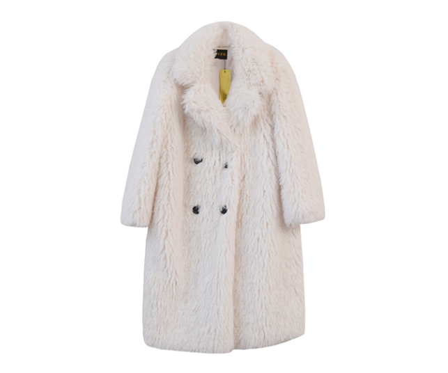 Women Winter Faux Lamb Fur Long Coat Loose Fit Furry Jacket Trench