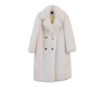 Women Winter Faux Lamb Fur Long Coat Loose Fit Furry Jacket Trench