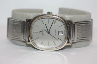 時計 Omega DeVille Square Silver Mens Omega De Ville White Gold Silver Square Quartz Mens Watch