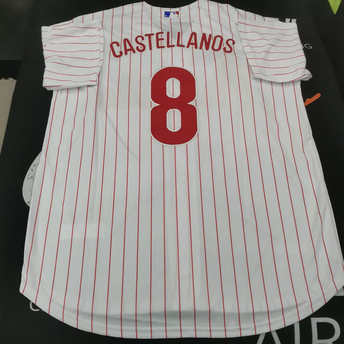 Nick Castellanos #8 Philadelphia Phillies White Stripe Cool Base Stitched  Jersey