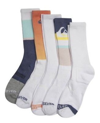 Quicksilver Crew Socks 5 Pair Men 6-12 NIP 