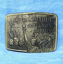 Agriculture Americas Lifeline Belt Buckle Farmer Farmland Vtg 70s LE   .XTT370