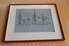 VINTAGE! MID CENTURY CONGO WARRIORS PAINTING! ART HAGENAUER ORIG BARSONY MCM