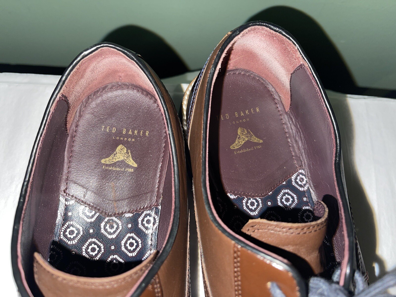 SAOLA Scarpe eleganti da uomo Ted Baker Brixxby Oxford taglia 8 5 marrone pelle suola in gomma blu