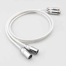 Pair Solid Pure Silver XLR Cable HiFi Audio High End Interconnect Signal Cable