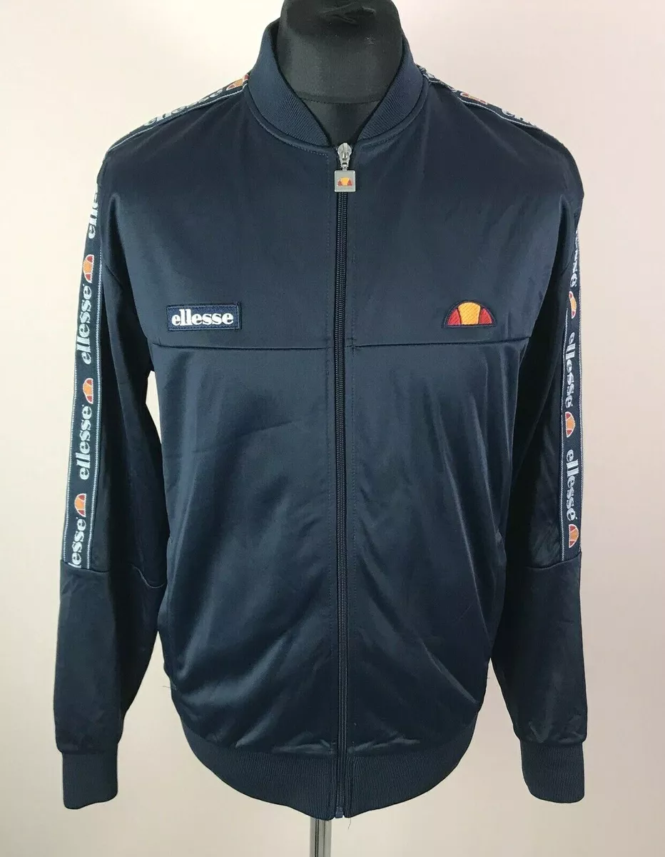 Ellesse Tape Arm Logo Jacket Men&#039;s Size S Navy Full-Zip Tracksuit MINT | eBay