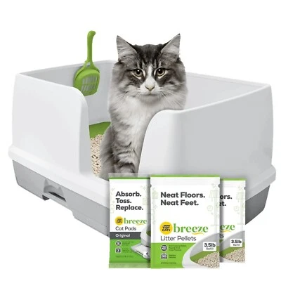 Tidy Cats Breeze X-Large Multi-Cat Starter Kit Litter Box, Litter Pellets & Pads