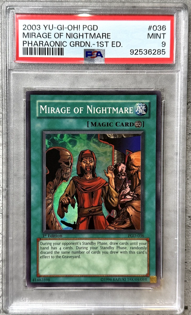 Yugioh Card 1st Ed. Mirage Of Nightmare Super Rare PSA 9 Mint, PGD