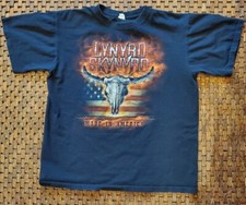 Lynyrd Skynyrd Made in America Bull Skull Flag Rock Music Band Black Shirt S-3XL