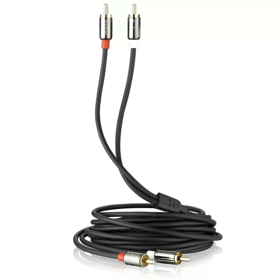 1m Shielded Premium Twin 2 RCA Male to Male Phono Cable Speaker Deck ...
