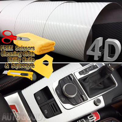 Premium 4D Gloss Carbon Fiber Vinyl Wrap Film Sticker Bubble Free Air Release