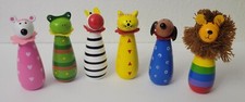 Classic Animal Wooden Toys Figures Pretend Play 4" Tall, 6 Pieces