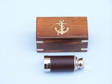 Deluxe Class Scout's Brass - Leather Spyglass Telescope 7" w/ Rosewood Box