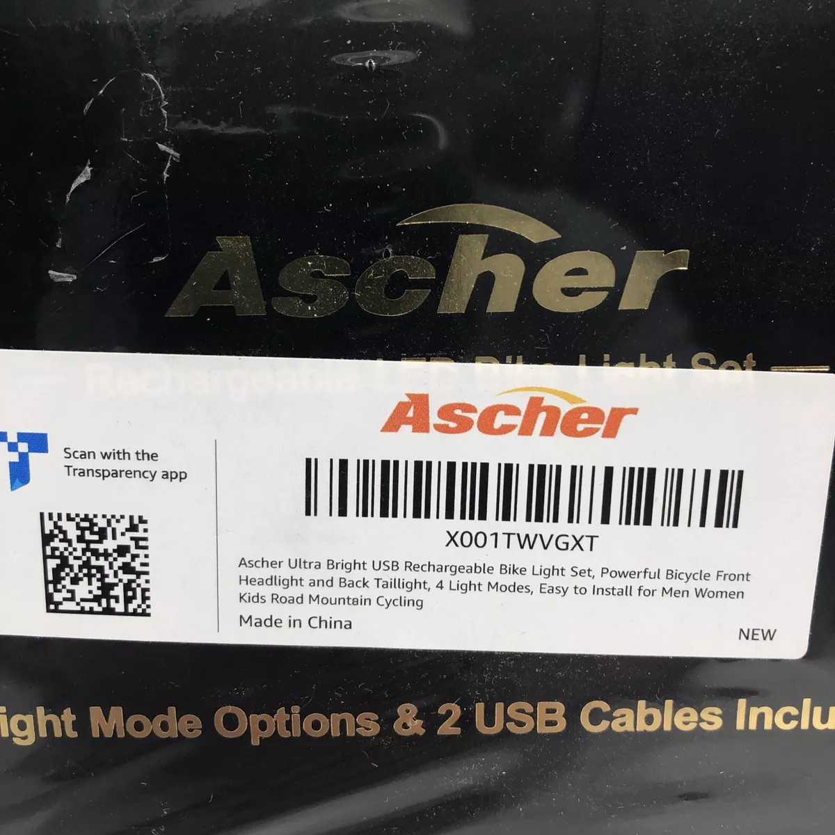 Ascher ultra bright usb cheap rechargeable bike light set