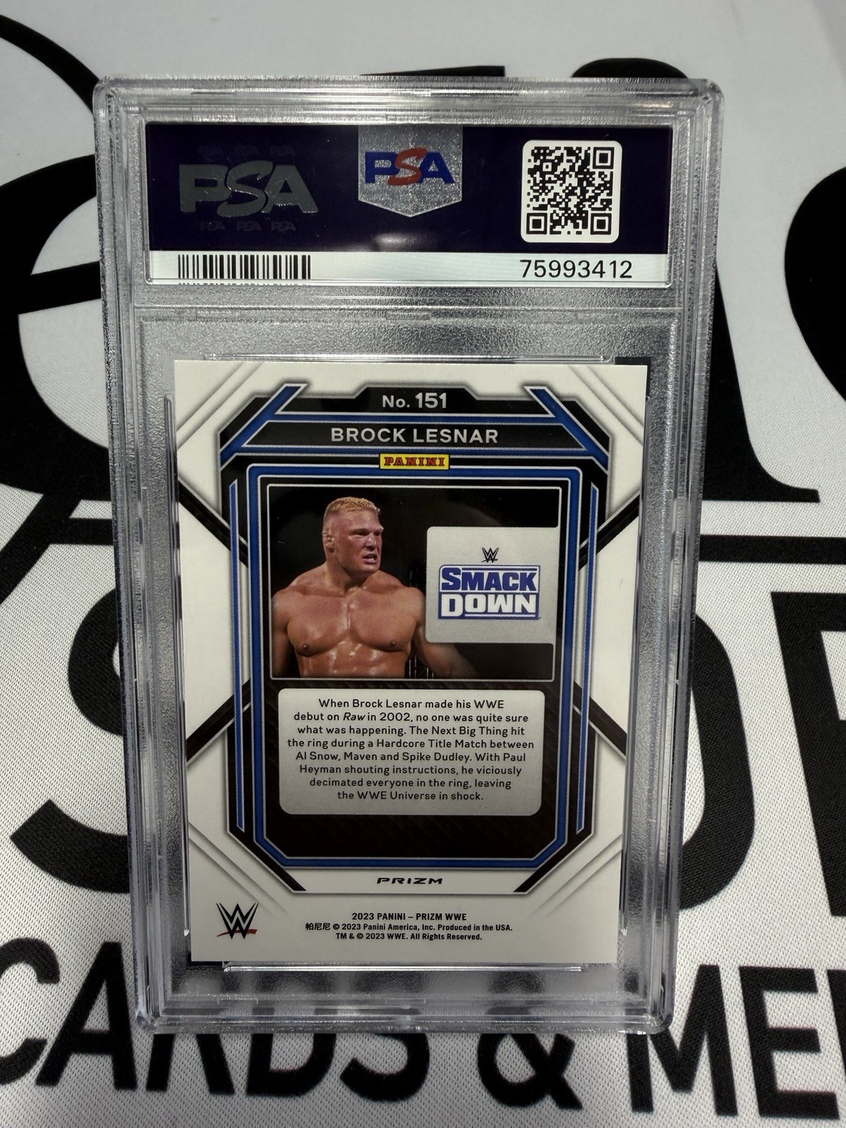 2023 Prizm WWE - Brock Lesnar #151 Under Card Variation PSA 10 view 2