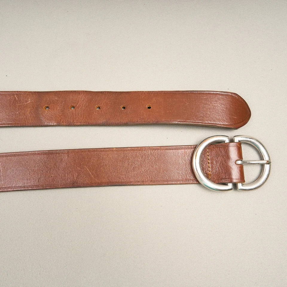 Cinturón de cuero marrón Ann Taylor Loft para mujer hebilla plateada mediana 1,5 ancho EE. UU. Foto 3 de 4