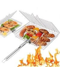 Grill Basket Set for Outdoor Grilling - Large Capacity Fish Grill Basket & M+S