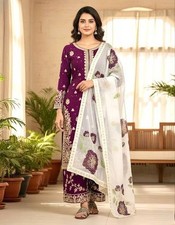 Attractive Designer Pure Silk Top Palazzo With Dupatta For Reception Wear