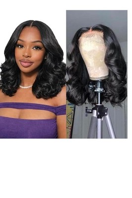 Bob Perücke Echthaar 13x4 HD Transparent Körperwelle Lace Front Wig Echthaar 12 Zoll