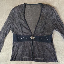 Aspeed Jacket Womens Large Sheer Mesh Long Sleeve Sparkle Evening Made in USA